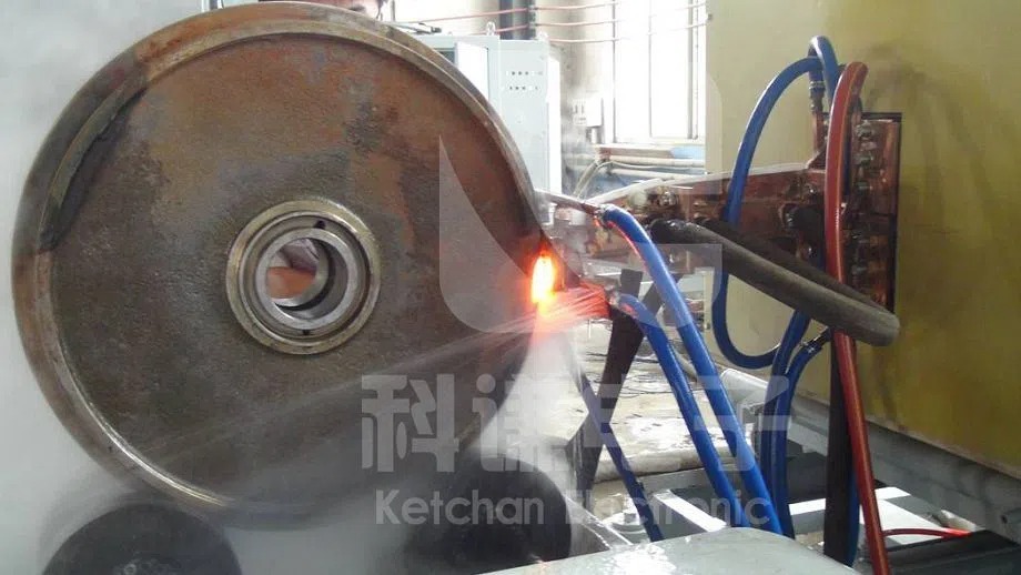 Wheel induction heat treatment